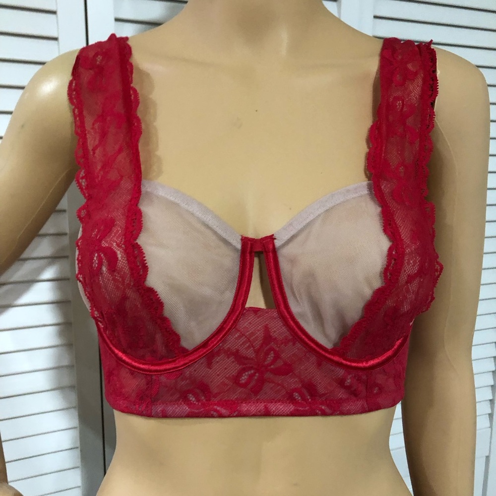 Victoria's Secret Red Lace Longline Bralette